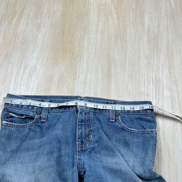 Abercrombie & Fitch Low Rise Raw Hem Y2K Blue Denim Cropped Bootcut Jeans 4 - Picture 8 of 13